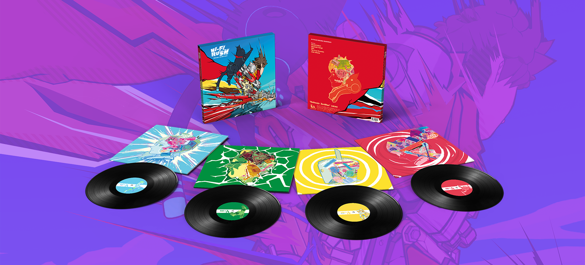Four LP vinyl soundtrack for Hi-Fi Rush.